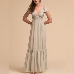 BHLDN Anthropologie $388 Daphne Sequin Gown Forma Bridal Evening Dress Sz 16